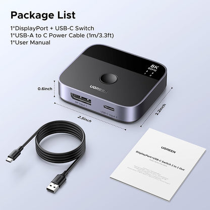 Switch Video DisplayPort / USB-C UGREEN 65878, Čierny