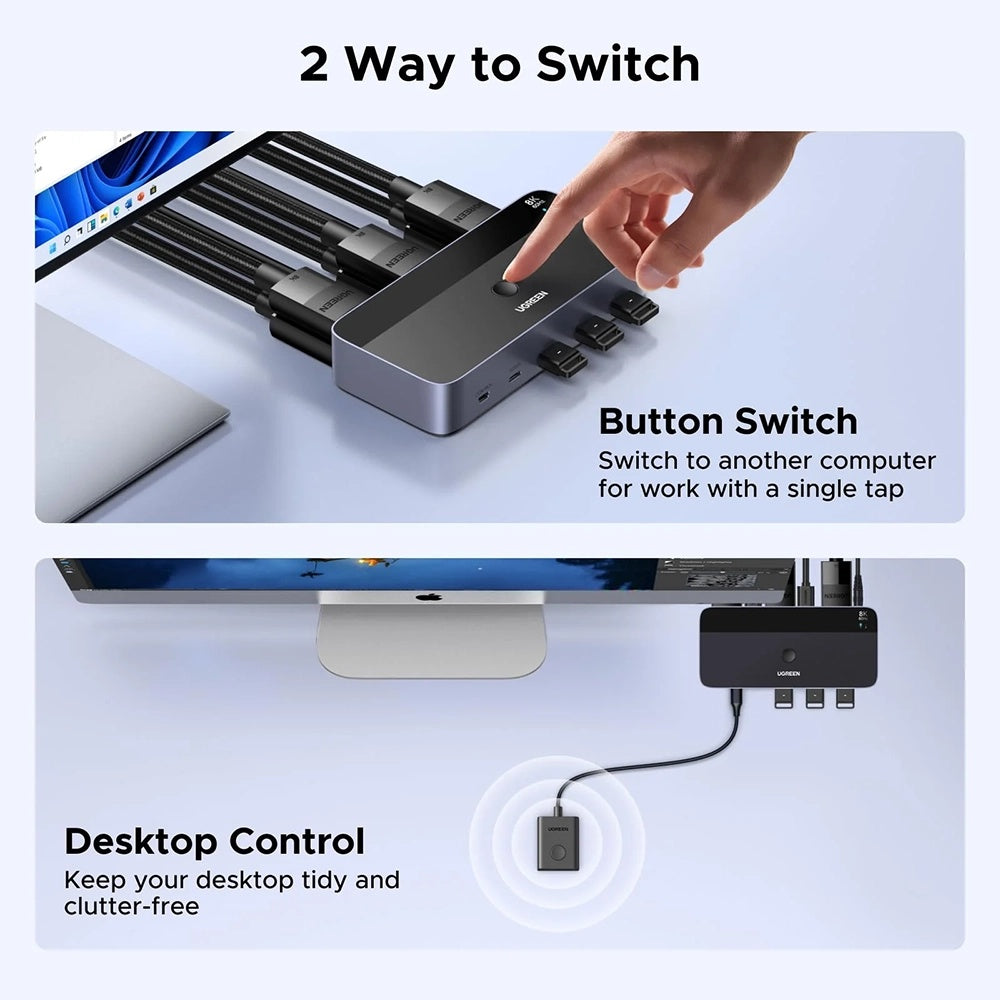 Switch Video DisplayPort UGREEN AK700 (55851), Sivý