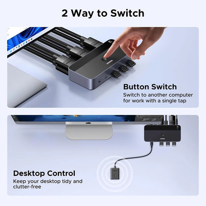 Switch Video DisplayPort UGREEN AK700 (55851), Sivý
