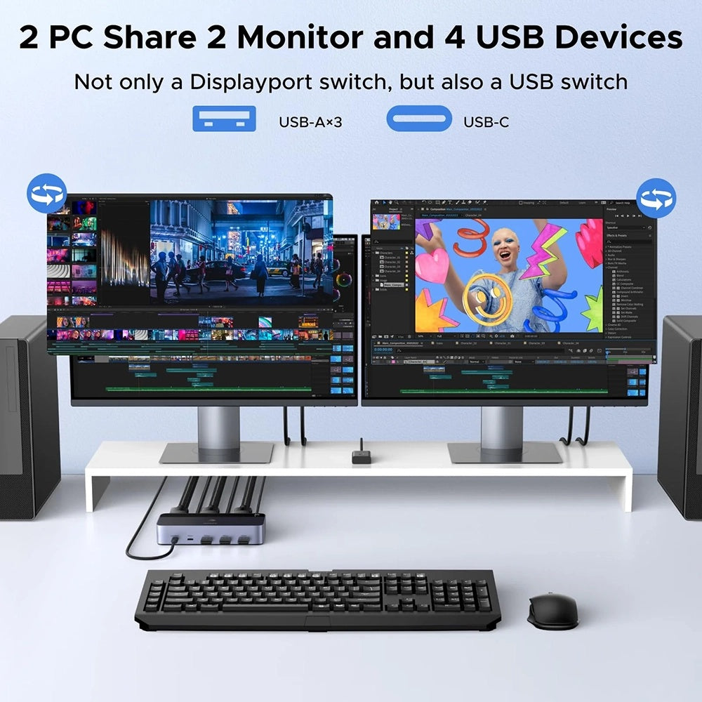 Switch Video DisplayPort UGREEN AK700 (55851), Sivý