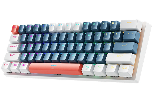 Herná klávesnica s káblovým pripojením USB Machenike K500-B61 mechanická, RGB, modro-biela