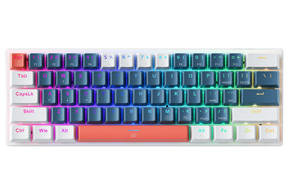 Herná klávesnica s káblovým pripojením USB Machenike K500-B61 mechanická, RGB, modro-biela