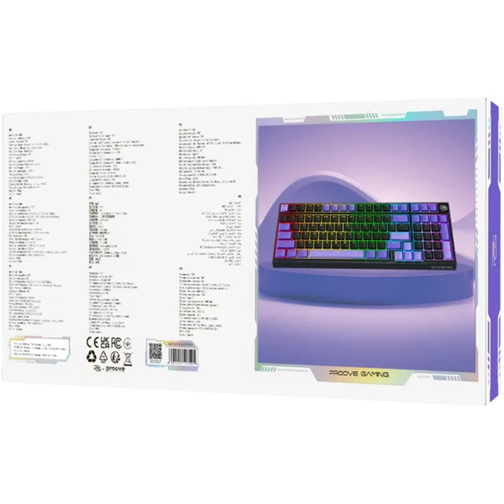 Klávesnica Gaming Wireless Proove Slicker Pro, RGB, BT / Wi-Fi / Wired, 1.8m, Čierna WKSLPEN22416