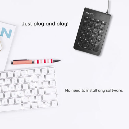 Numerická klávesnica Wired USB HAVIT KB223, 1.5m, Čierna