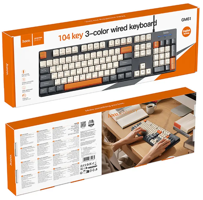 Káblová USB klávesnica HOCO GM61 Tri-Color, 1,45 m, sivá