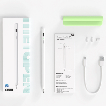 Dotykové pero Metapen Air8 Pro pre Apple iPad, Aktívna verzia, biela ME-APP172
