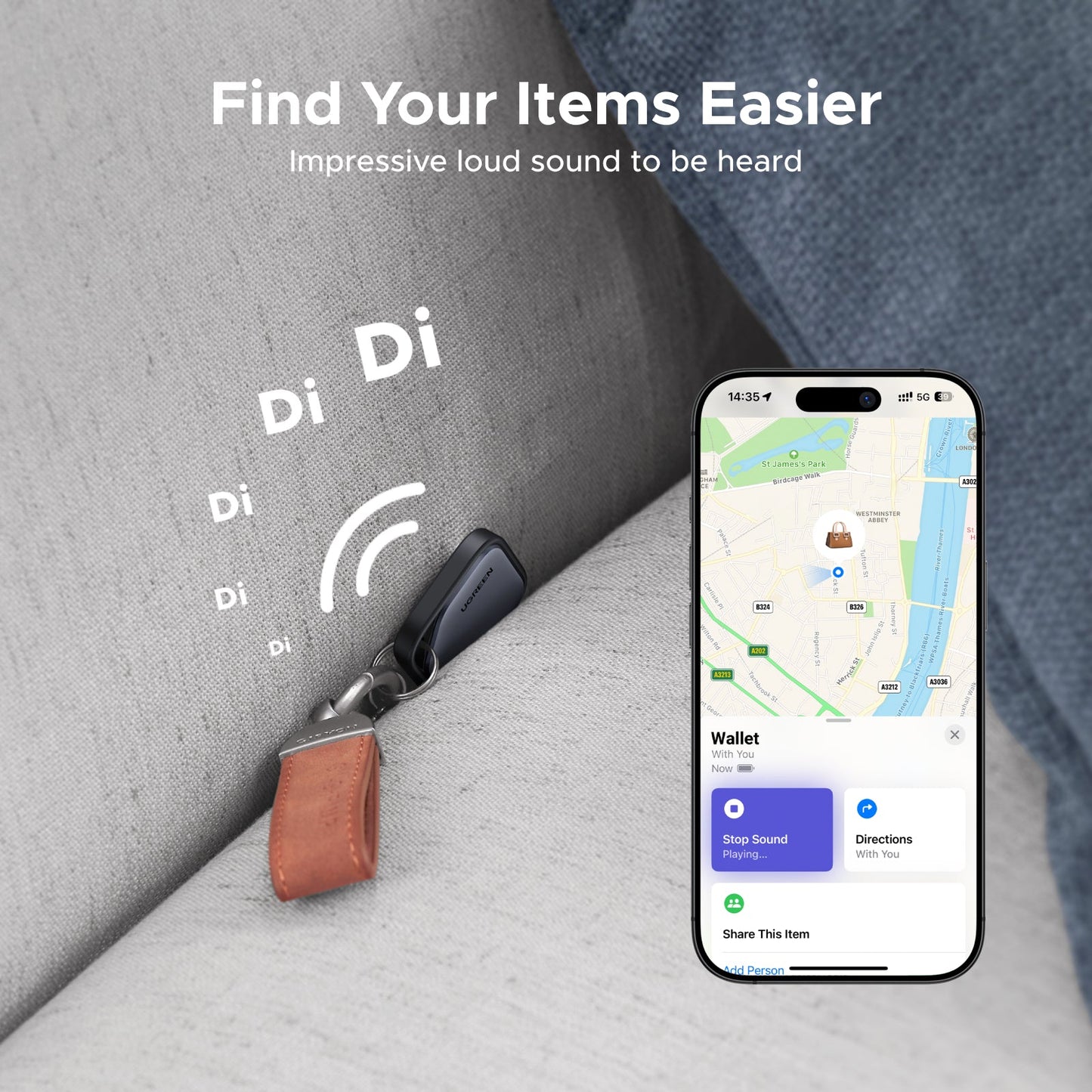 UGREEN SmartTag Pro Smart CM916 (75646P), Čierna