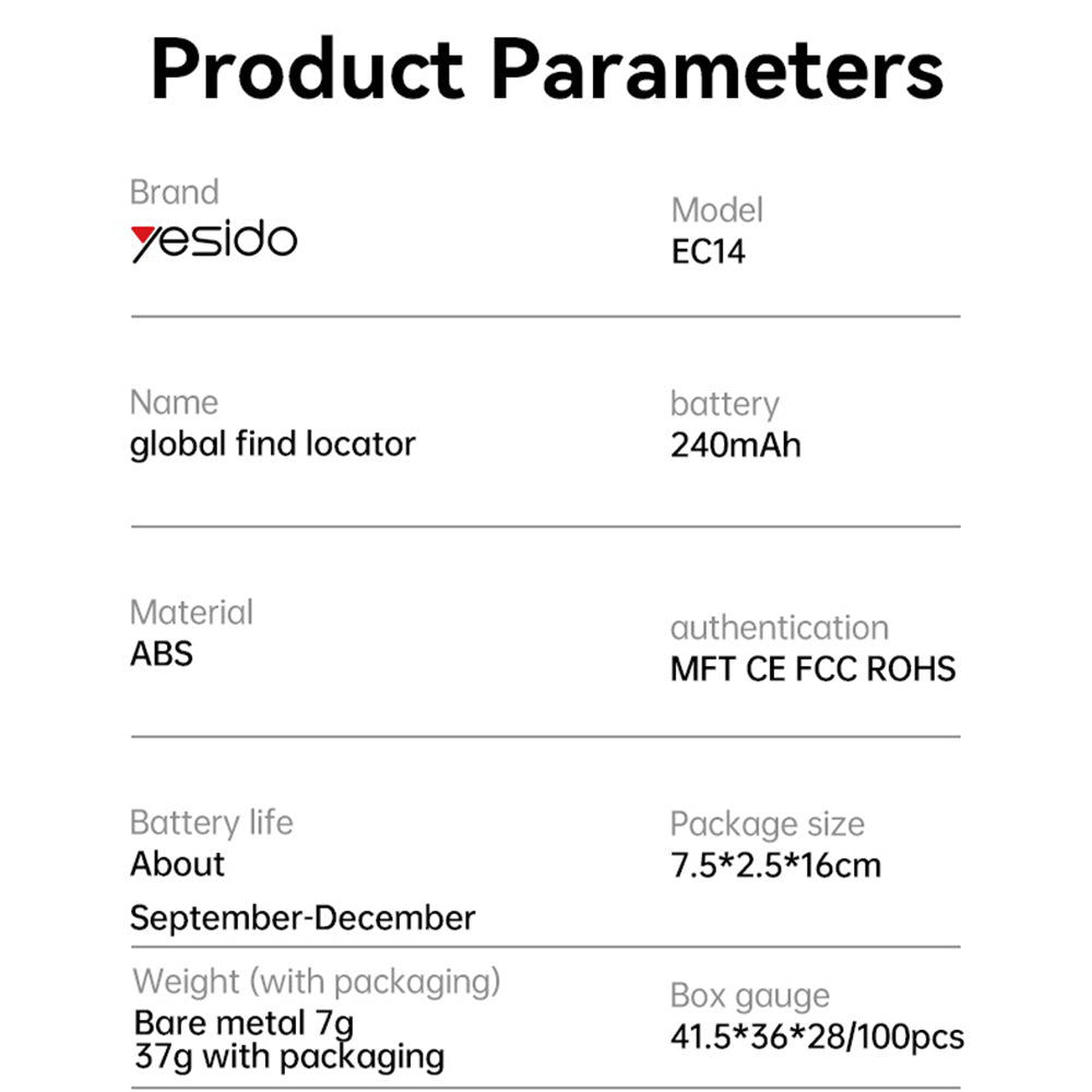 Yesido SmartTag EC14 pre iOS Series, Biela