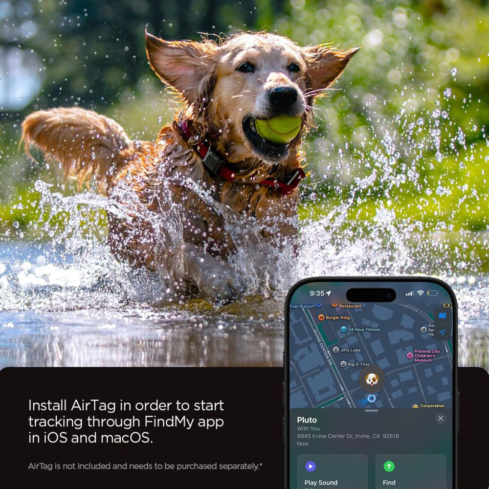 Spigen Tough Armor držiak pre Apple AirTag na obojok domáceho zvieraťa, čierny